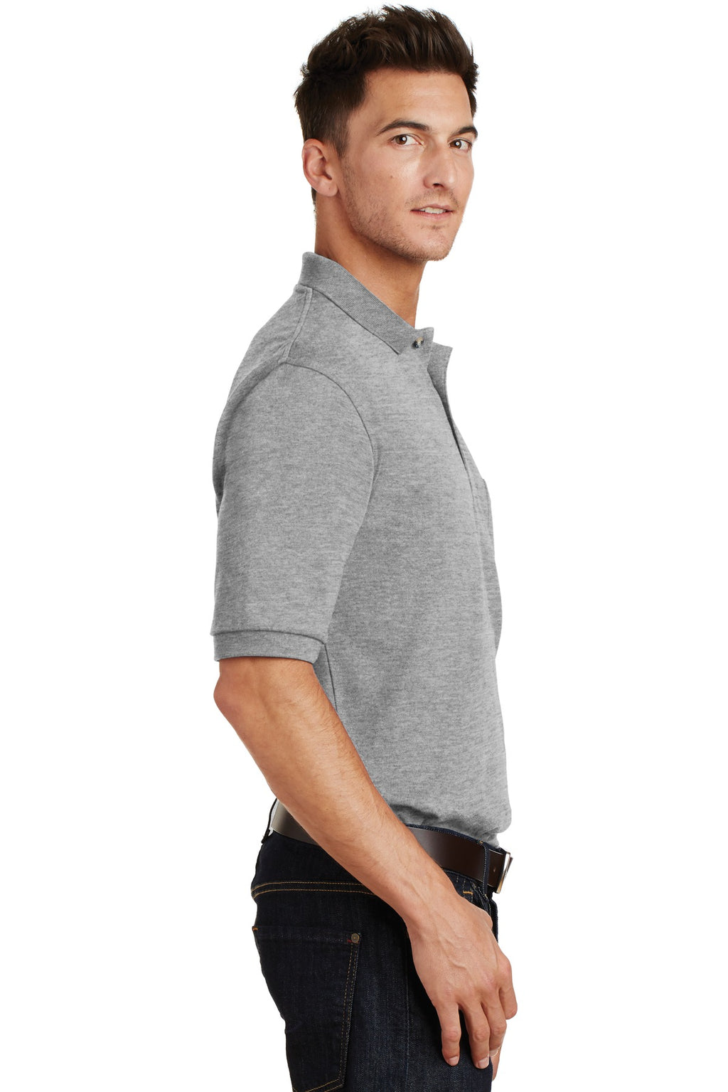 Port Authority Heavyweight Cotton Pique Polo with Pocket. K420P - Oxford - side