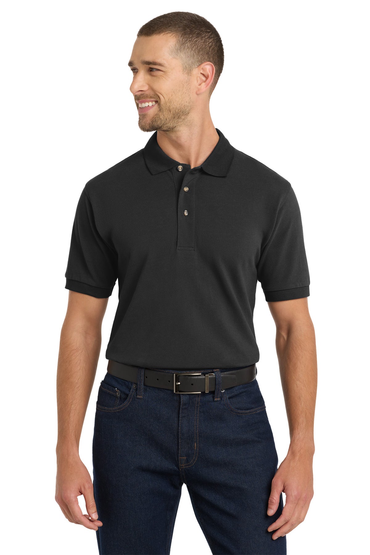 Port Authority Heavyweight Cotton Pique Polo. K420 - Black - front
