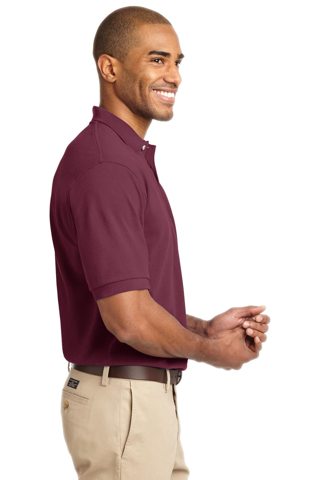 Port Authority Heavyweight Cotton Pique Polo. K420 - Burgundy - side