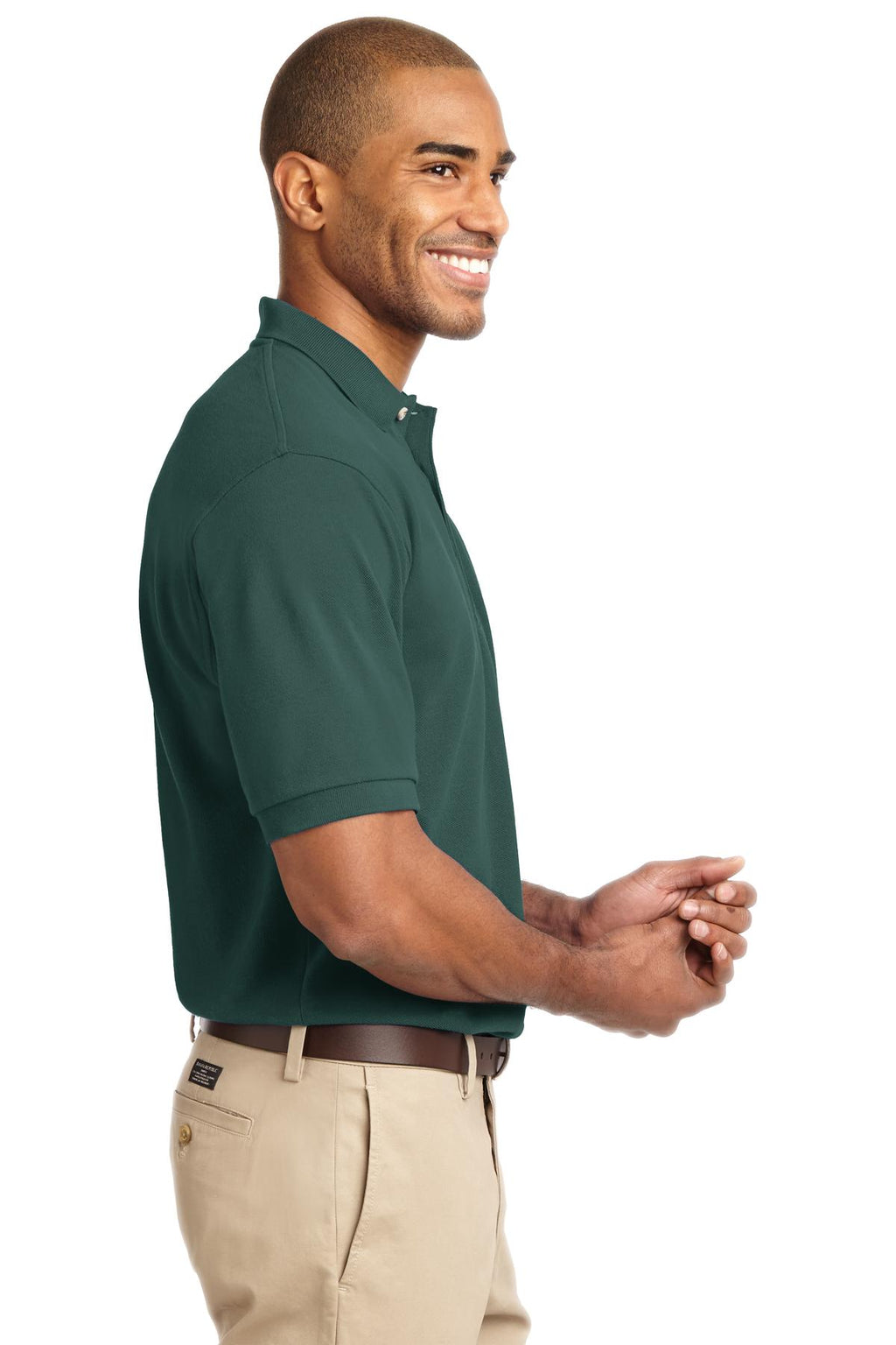Port Authority Heavyweight Cotton Pique Polo. K420 - Dark Green - side