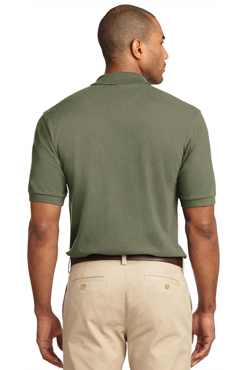 Port Authority Heavyweight Cotton Pique Polo. K420 - Faded Olive - back
