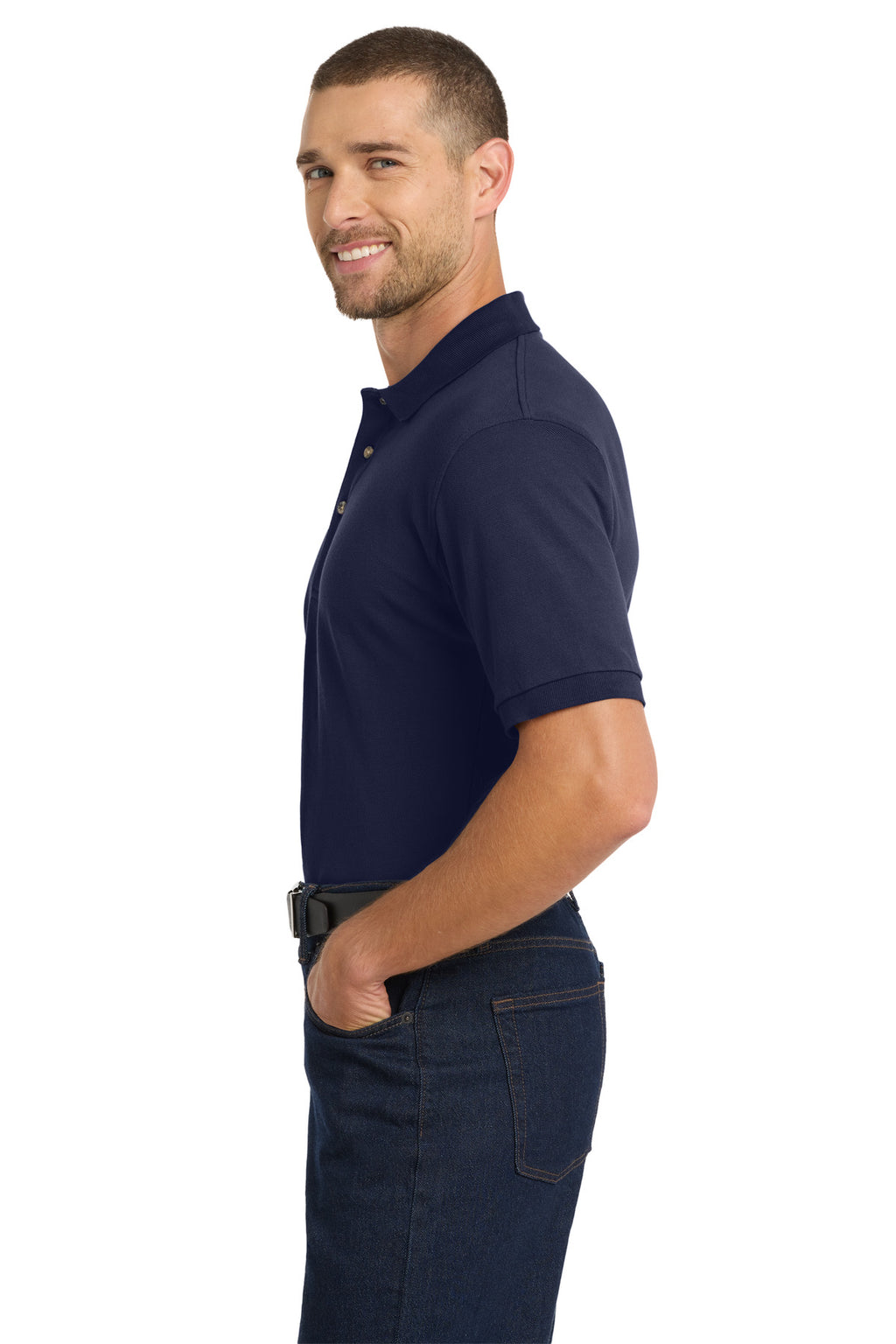 Port Authority Heavyweight Cotton Pique Polo. K420 - Navy - side