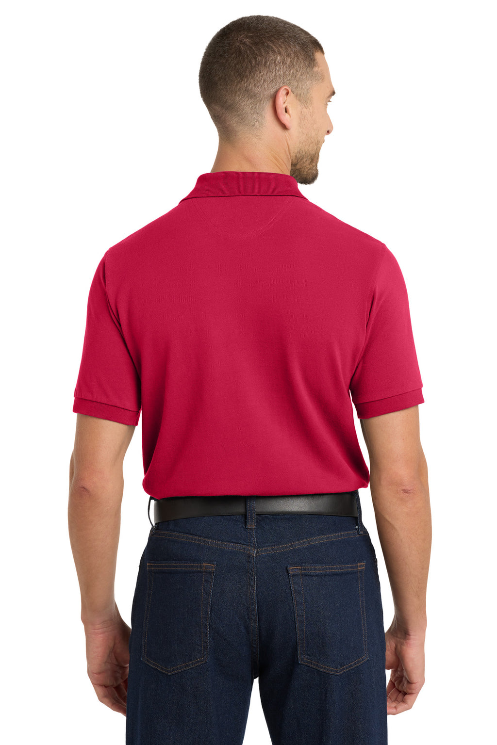 Port Authority Heavyweight Cotton Pique Polo. K420 - Red - back