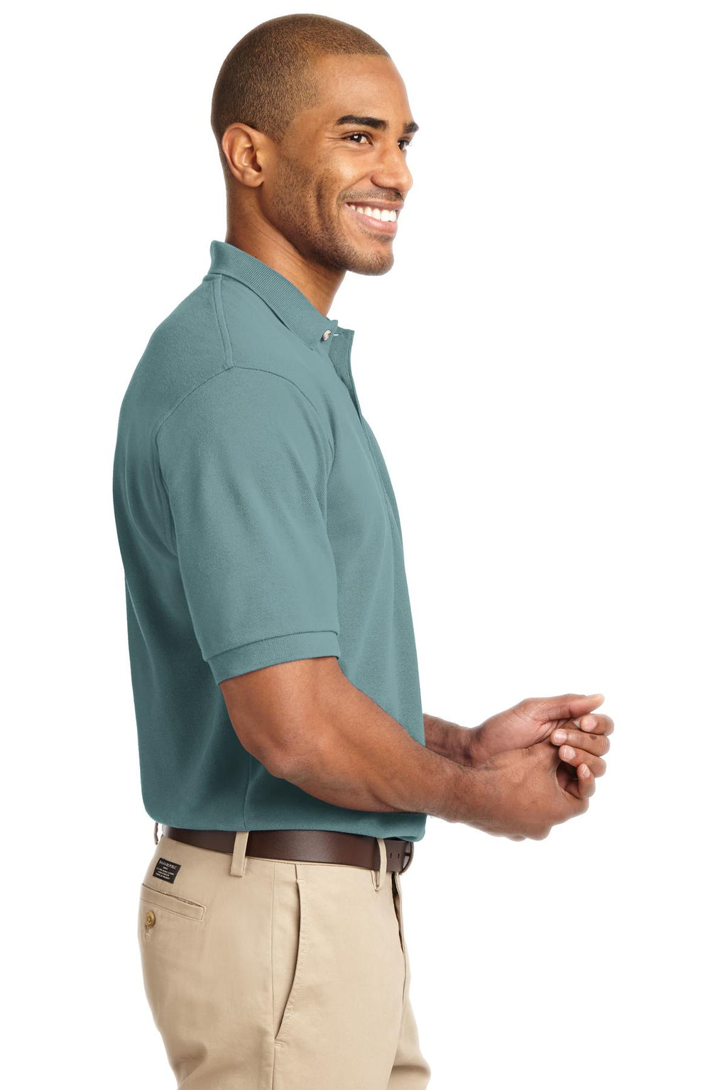 Port Authority Heavyweight Cotton Pique Polo. K420 - Seafoam - side