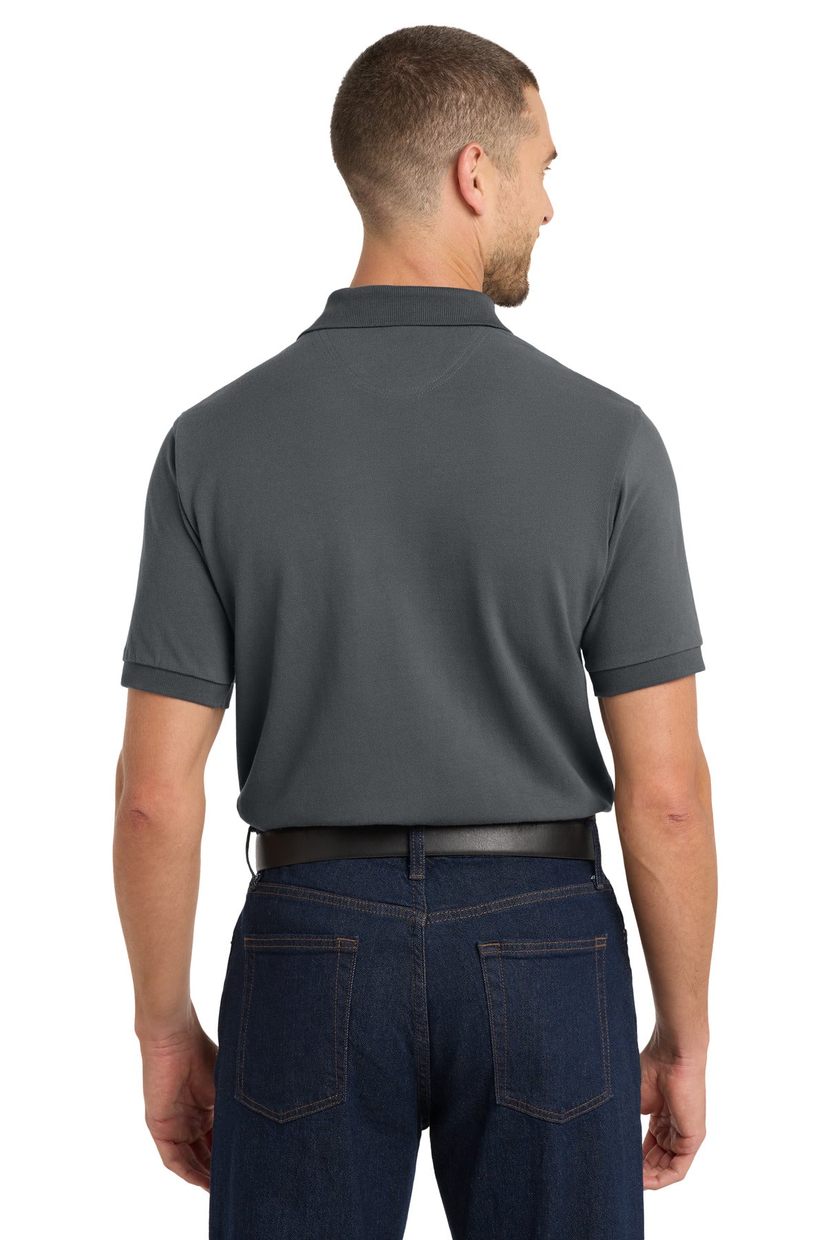 Port Authority Heavyweight Cotton Pique Polo. K420 - Steel Grey - back