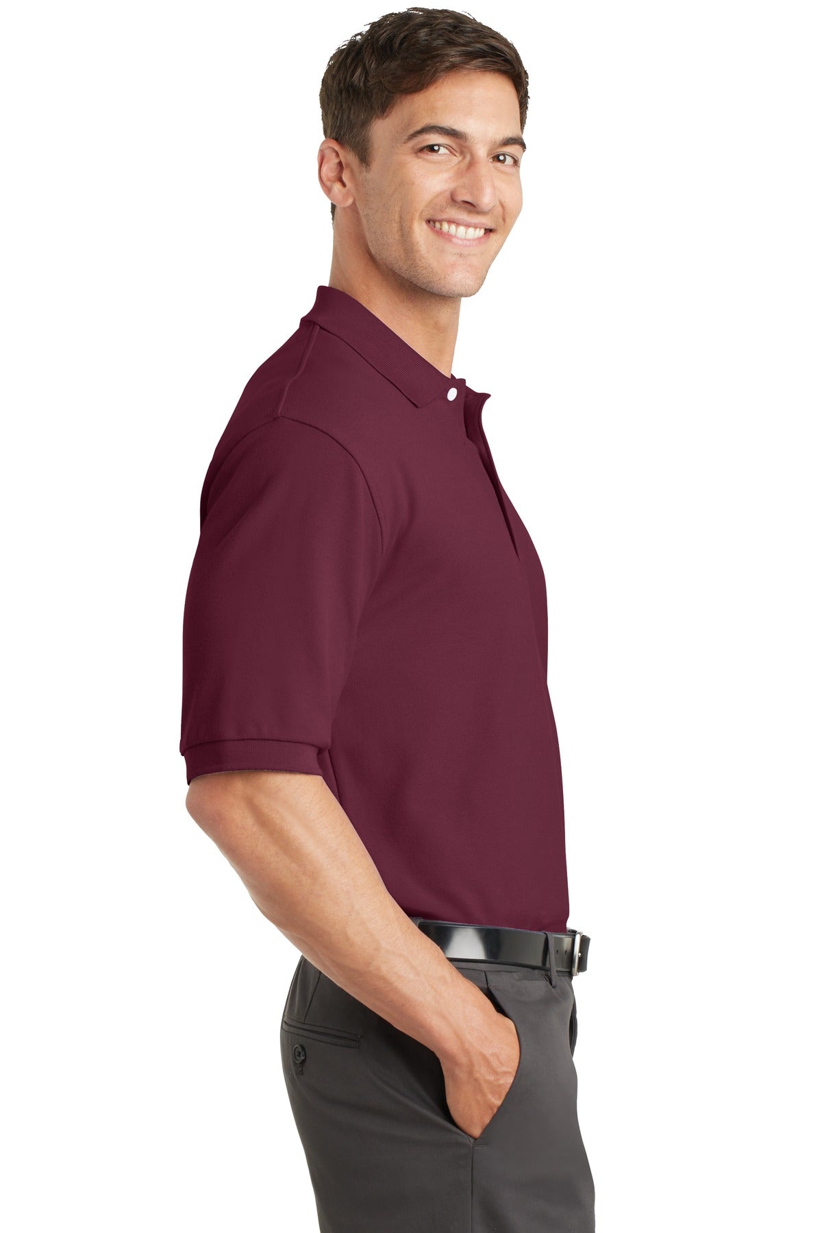 DISCONTINUED Port Authority 100% Pima Cotton Polo. K448 - Burgundy - side