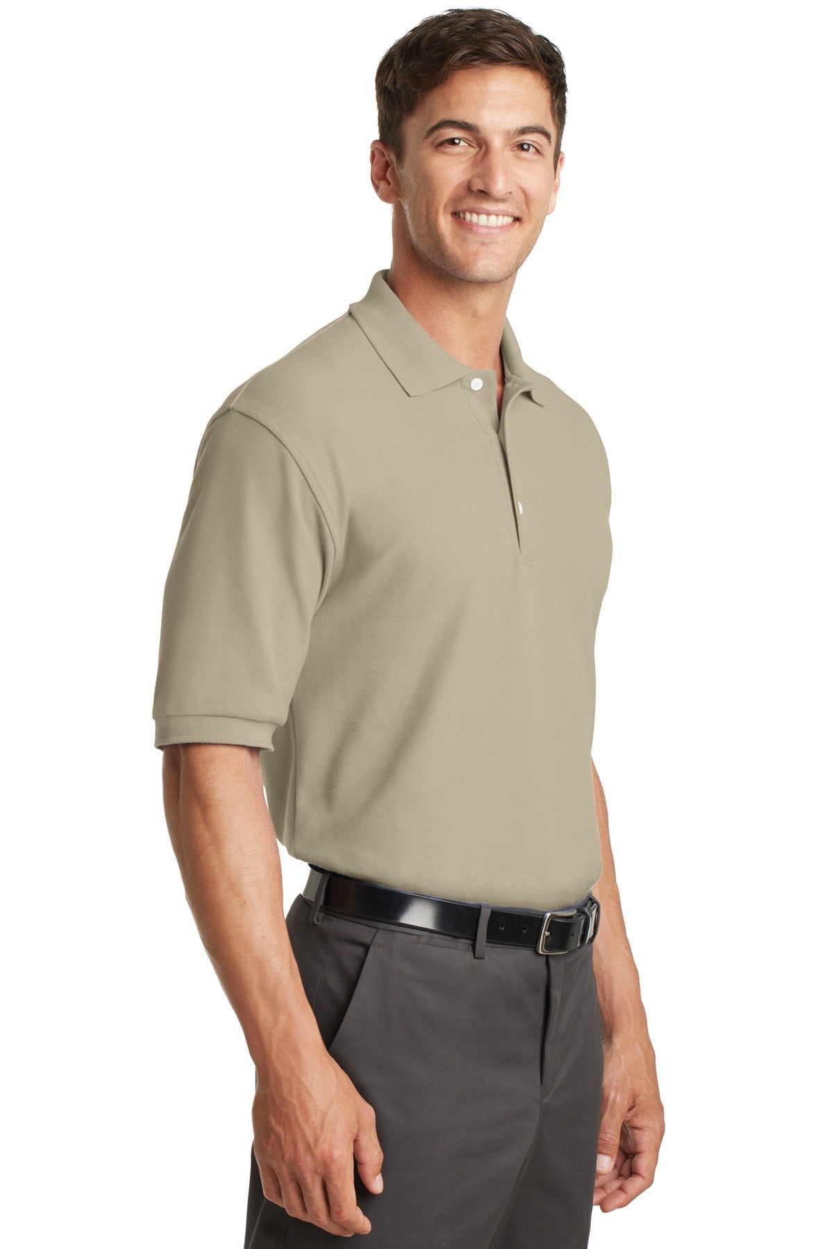 DISCONTINUED Port Authority 100% Pima Cotton Polo. K448 - Stone - three_q