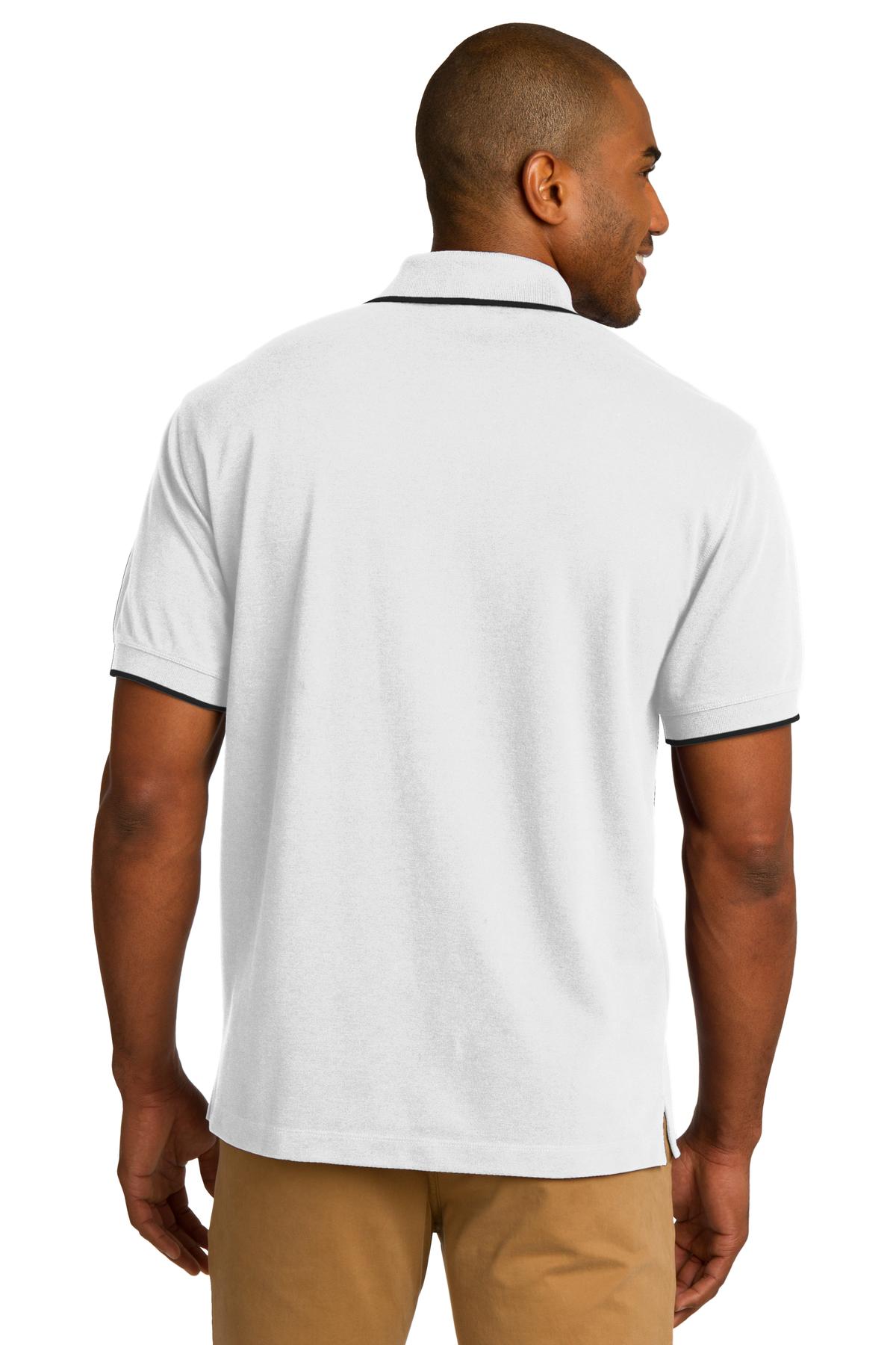 DISCONTINUED Port Authority Rapid Dry Tipped Polo. K454 - White/ Jet Black - back