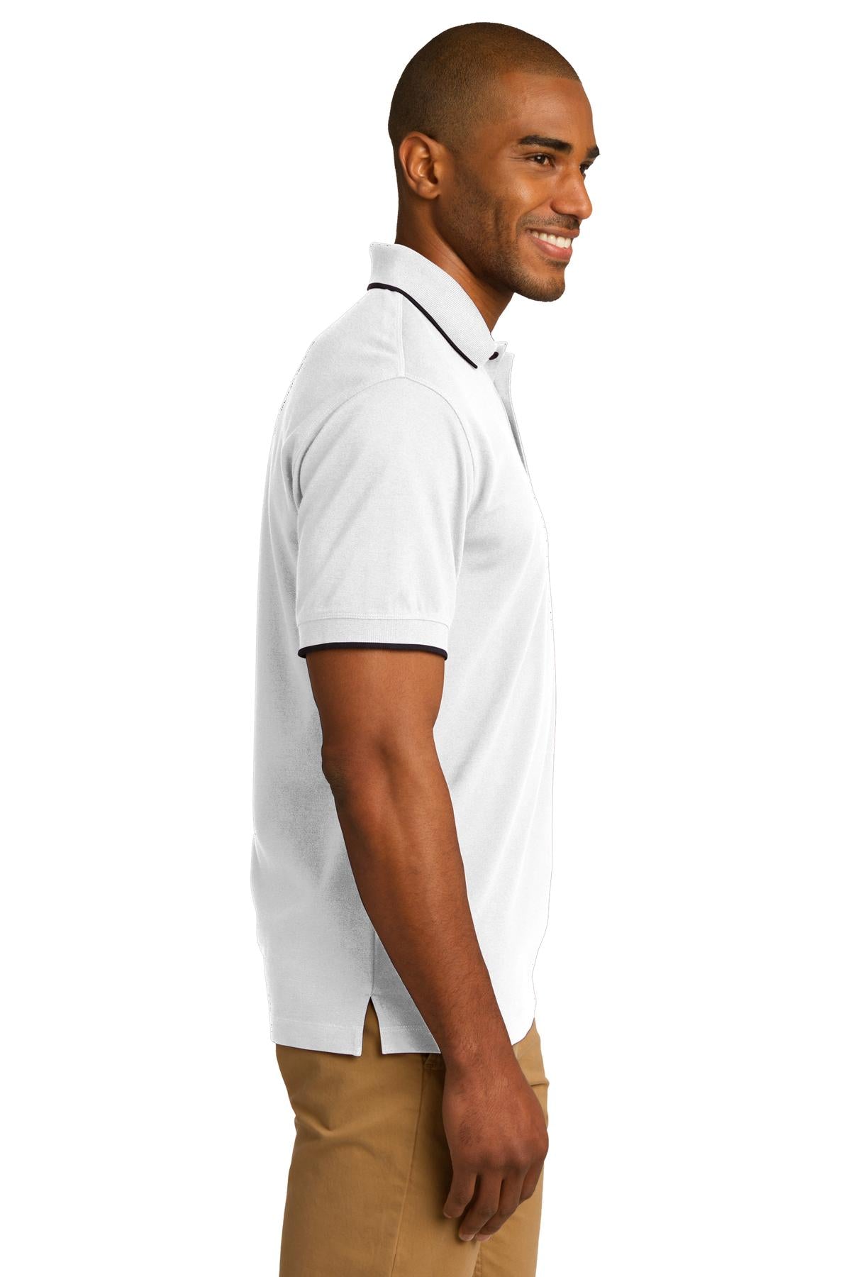 DISCONTINUED Port Authority Rapid Dry Tipped Polo. K454 - White/ Jet Black - side