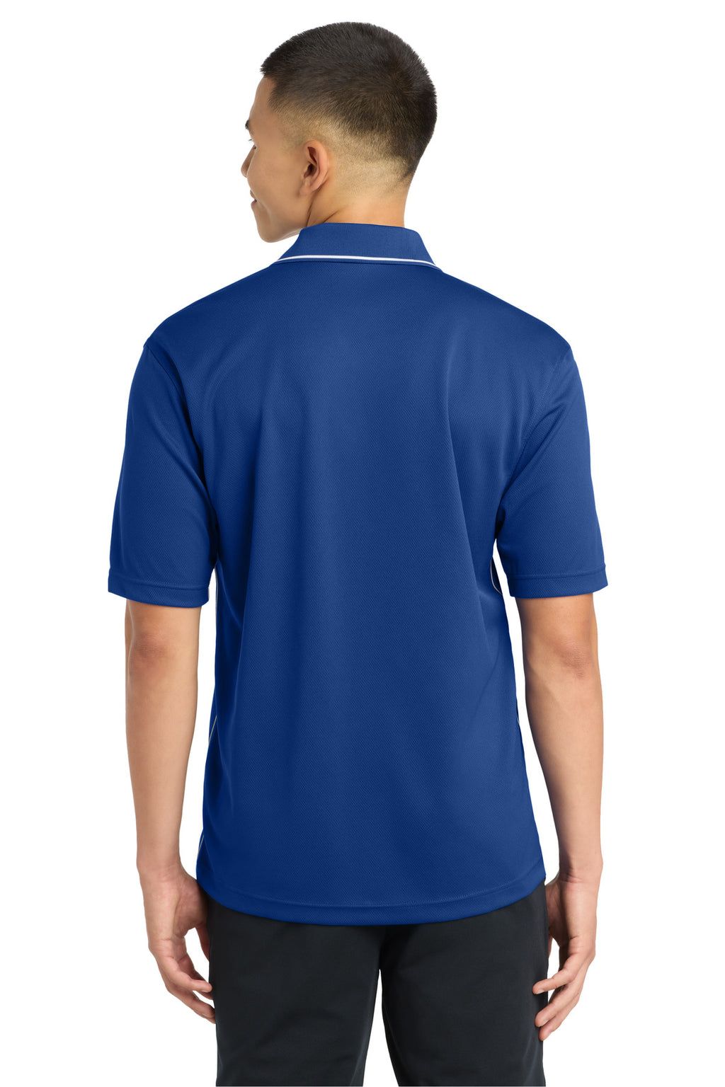 DISCONTINUED Sport-Tek Dri-Mesh Polo with Tipped Collar and Piping. K467 - Royal/ White - back