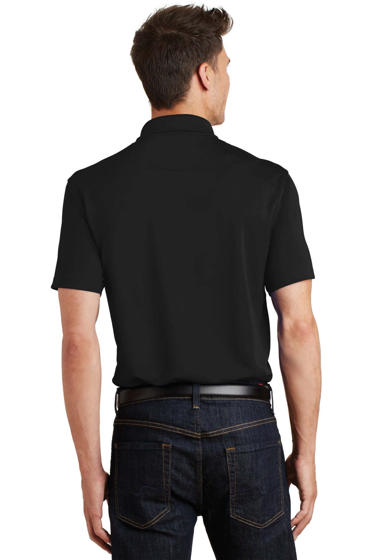 DISCONTINUED Port Authority Poly-Charcoal Blend Pique Polo. K497 - Black - back