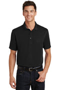 DISCONTINUED Port Authority Poly-Charcoal Blend Pique Polo. K497 - Black - front