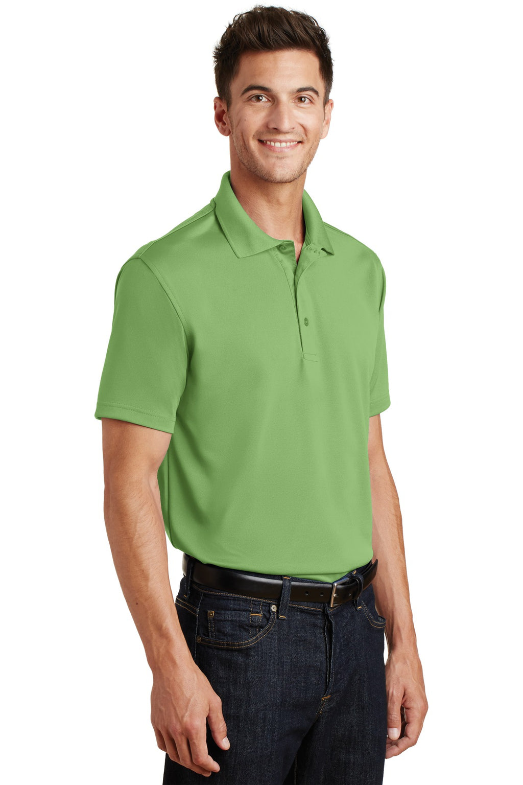 DISCONTINUED Port Authority Poly-Charcoal Blend Pique Polo. K497 - Vibrant Green - three_q