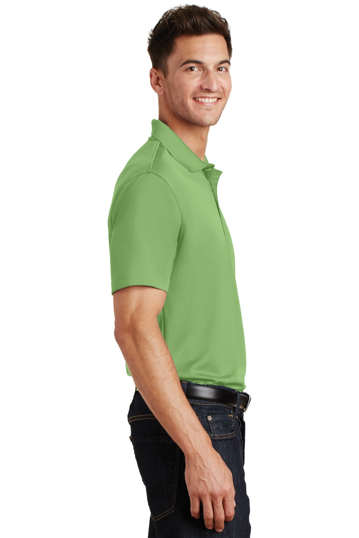 DISCONTINUED Port Authority Poly-Charcoal Blend Pique Polo. K497 - Vibrant Green - side