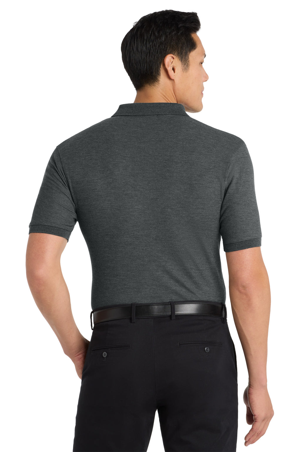 Port Authority Extended Size Silk Touch Polo K500ES - Charcoal Heather Grey - back