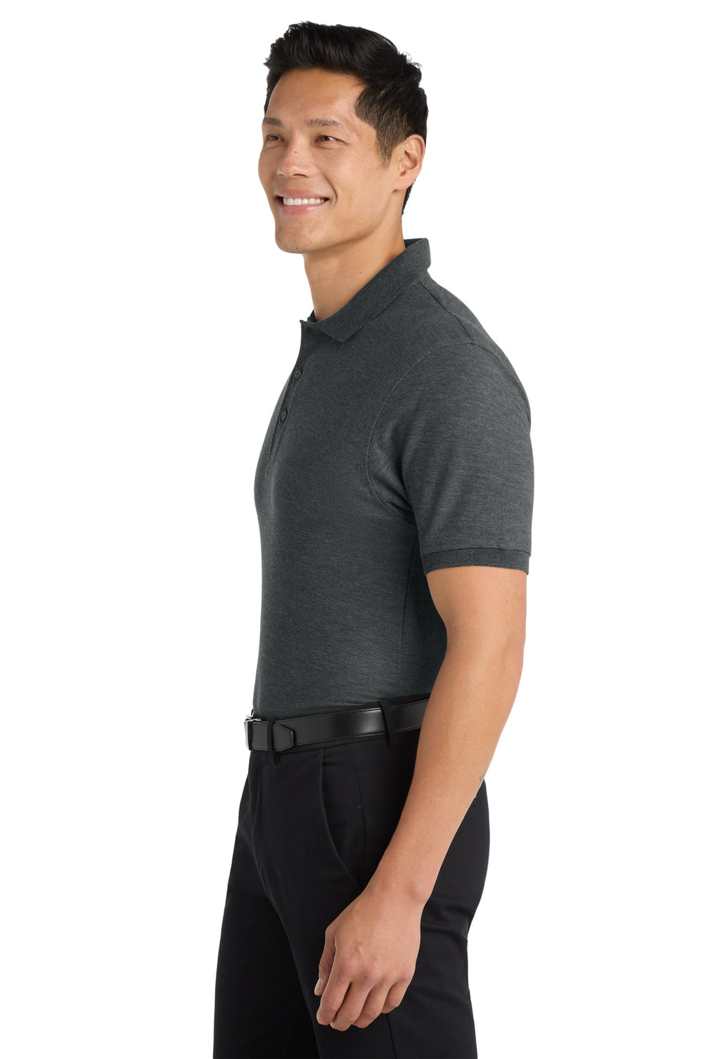 Port Authority Extended Size Silk Touch Polo K500ES - Charcoal Heather Grey - side