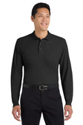 Port Authority Silk Touch Long Sleeve Polo. K500LS - Black - front