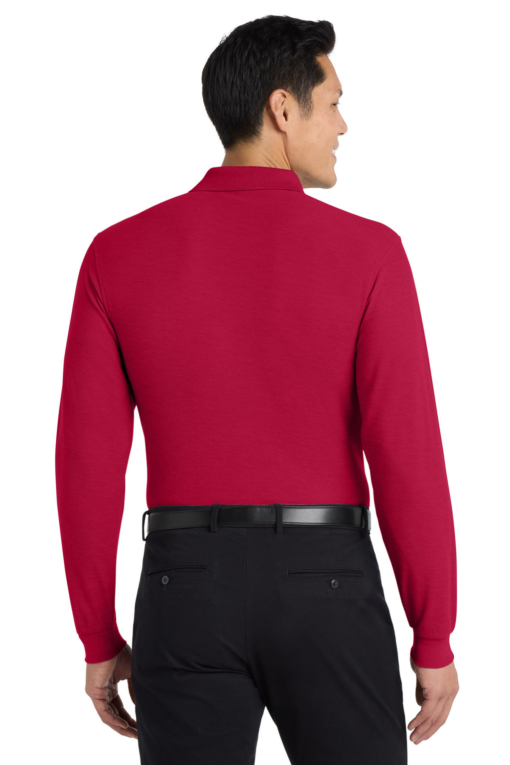 Port Authority Silk Touch Long Sleeve Polo. K500LS - Red - back