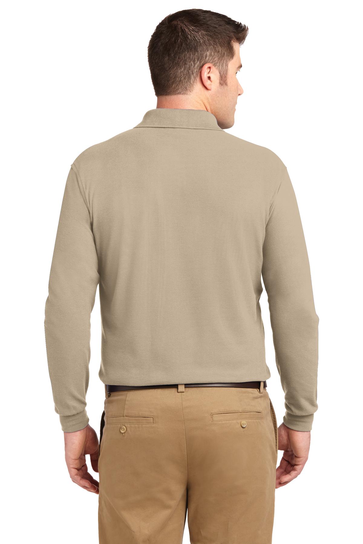 Port Authority Silk Touch Long Sleeve Polo. K500LS - Stone - back
