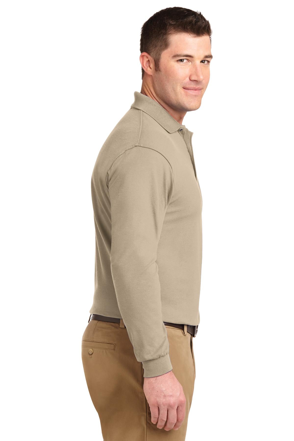 Port Authority Silk Touch Long Sleeve Polo. K500LS - Stone - side