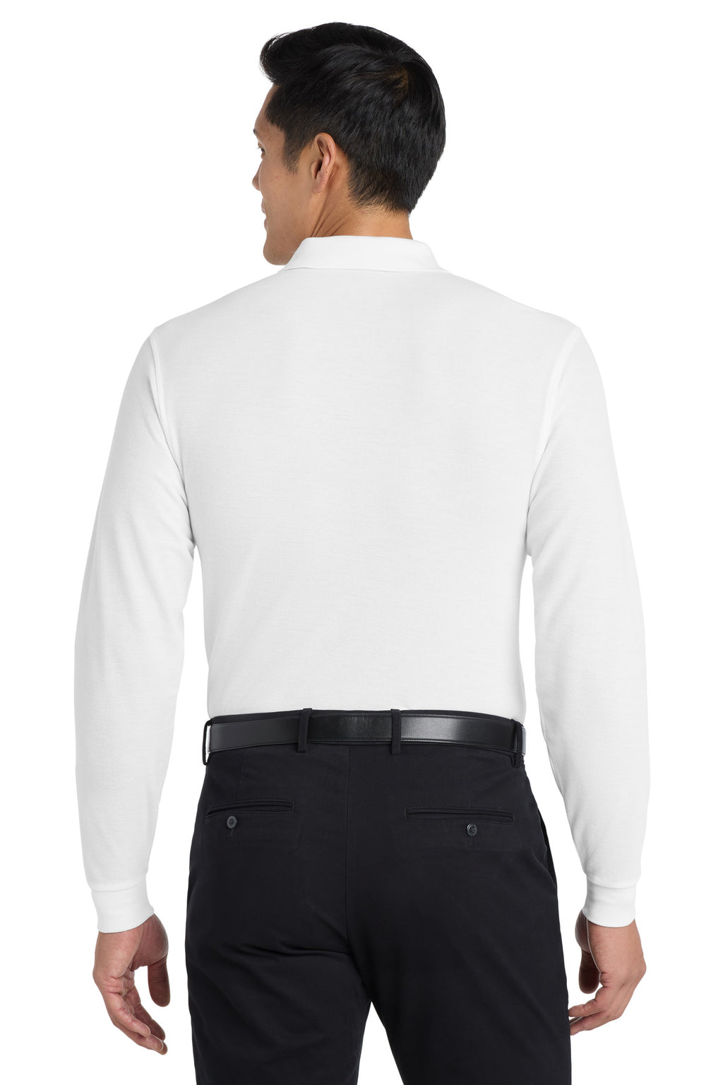 Port Authority Silk Touch Long Sleeve Polo. K500LS - White - back