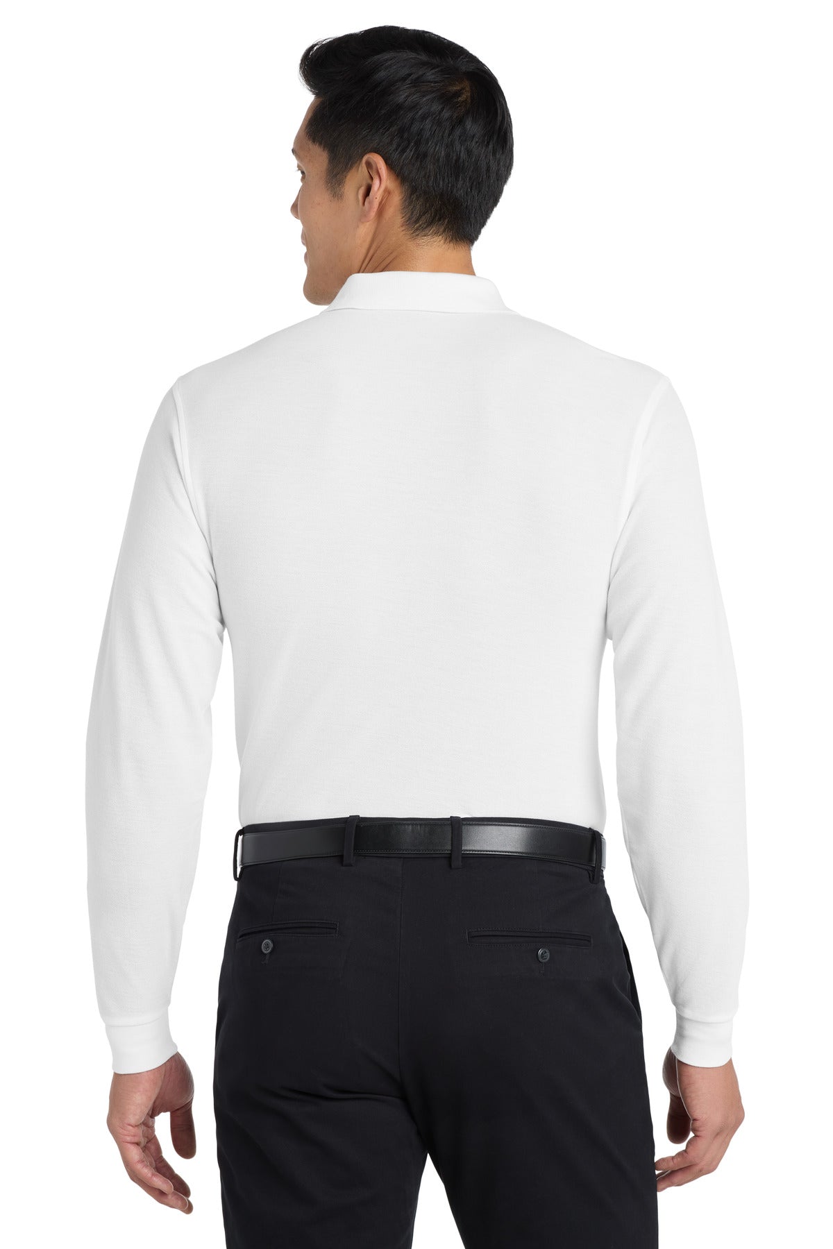 Port Authority Silk Touch Long Sleeve Polo. K500LS - White - back
