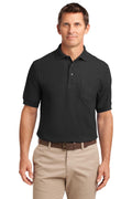 Port Authority Silk Touch Polo with Pocket. K500P - Black - front