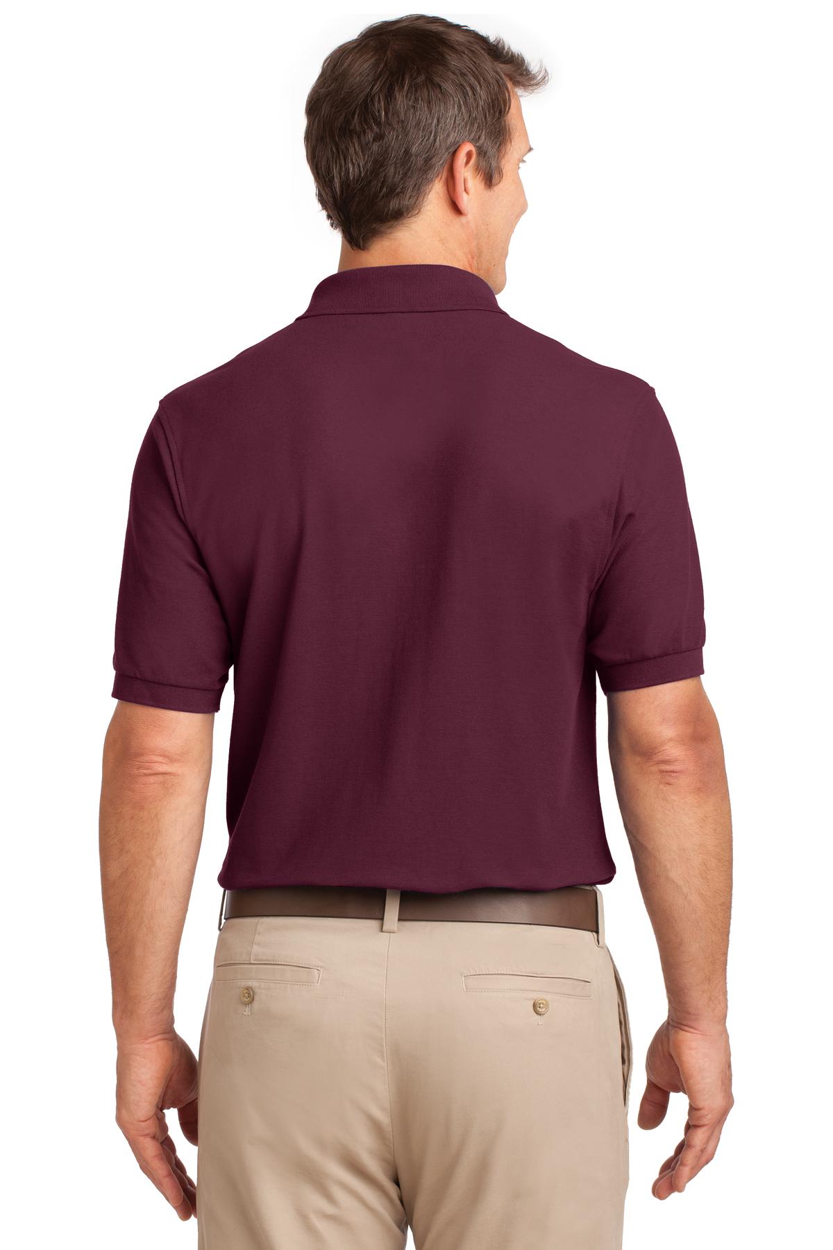 Port Authority Silk Touch Polo with Pocket. K500P - Burgundy - back