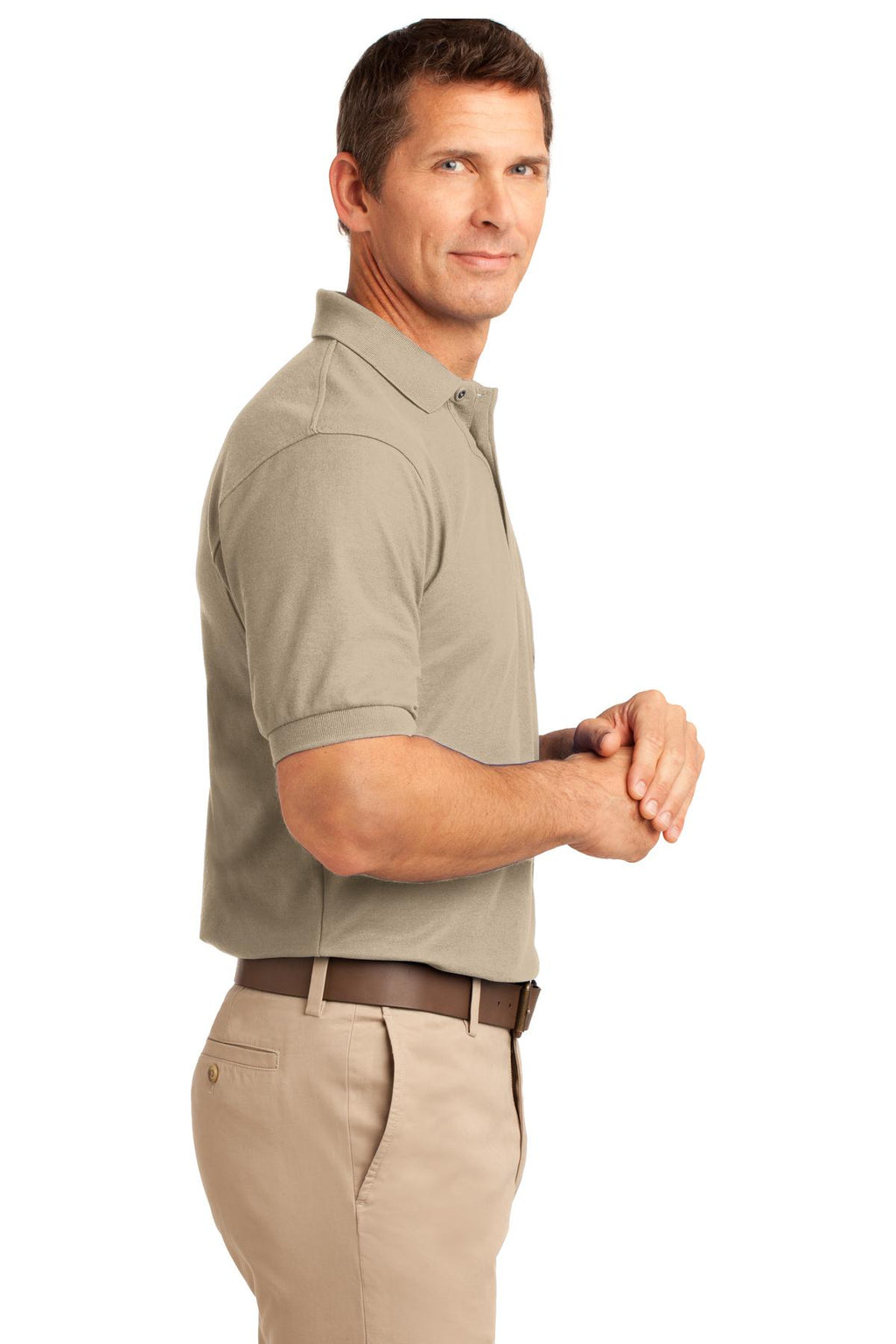 Port Authority Silk Touch Polo with Pocket. K500P - Stone - side
