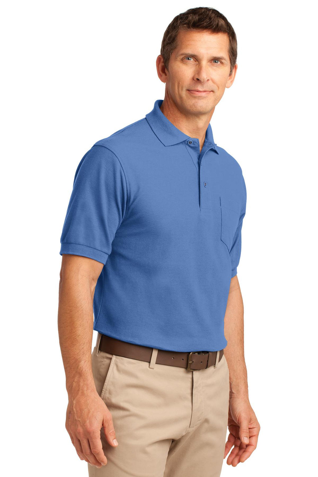 Port Authority Silk Touch Polo with Pocket. K500P - Ultramarine Blue - three_q