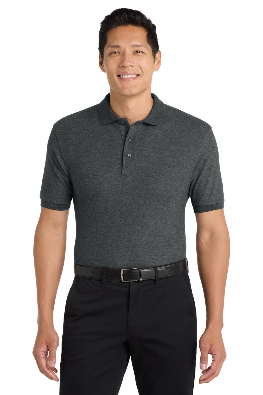 Port Authority Silk Touch Polo K500 - Charcoal Heather Grey - front