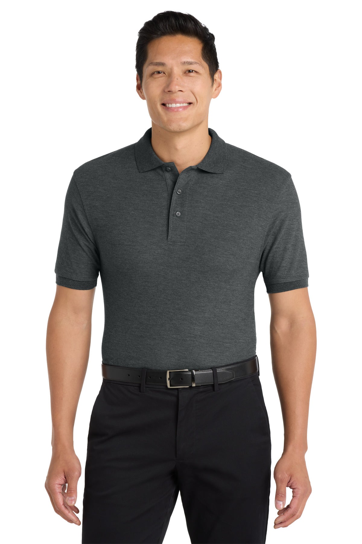 Port Authority Silk Touch Polo K500 - Charcoal Heather Grey - front