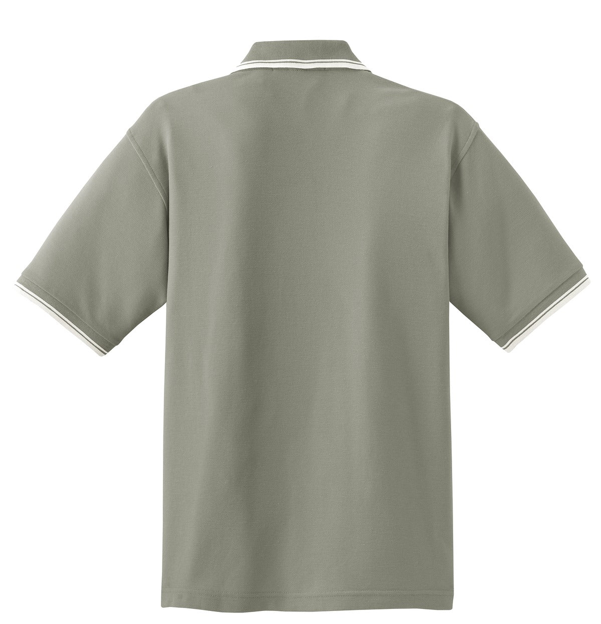 DISCONTINUED Port Authority Silk Touch Polo with Stripe Trim. K501 - Light Moss/ Winter White - back