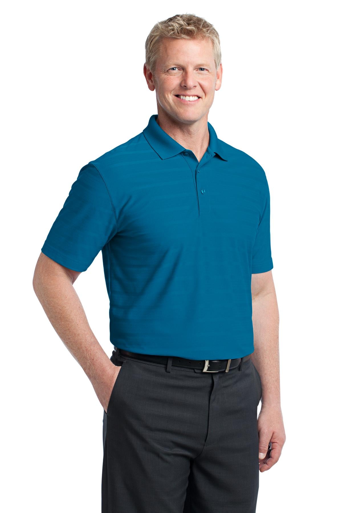 DISCONTINUED Port Authority Horizontal Texture Polo. K514 - Peacock Blue - three_q