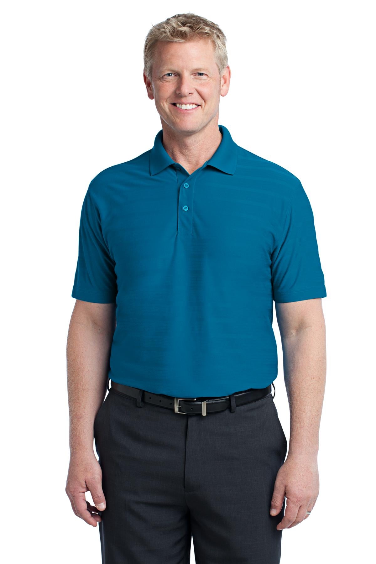DISCONTINUED Port Authority Horizontal Texture Polo. K514 - Peacock Blue - front
