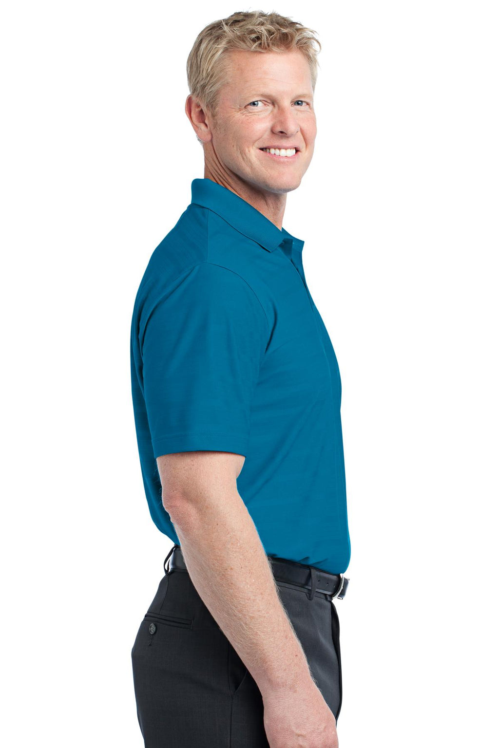 DISCONTINUED Port Authority Horizontal Texture Polo. K514 - Peacock Blue - side