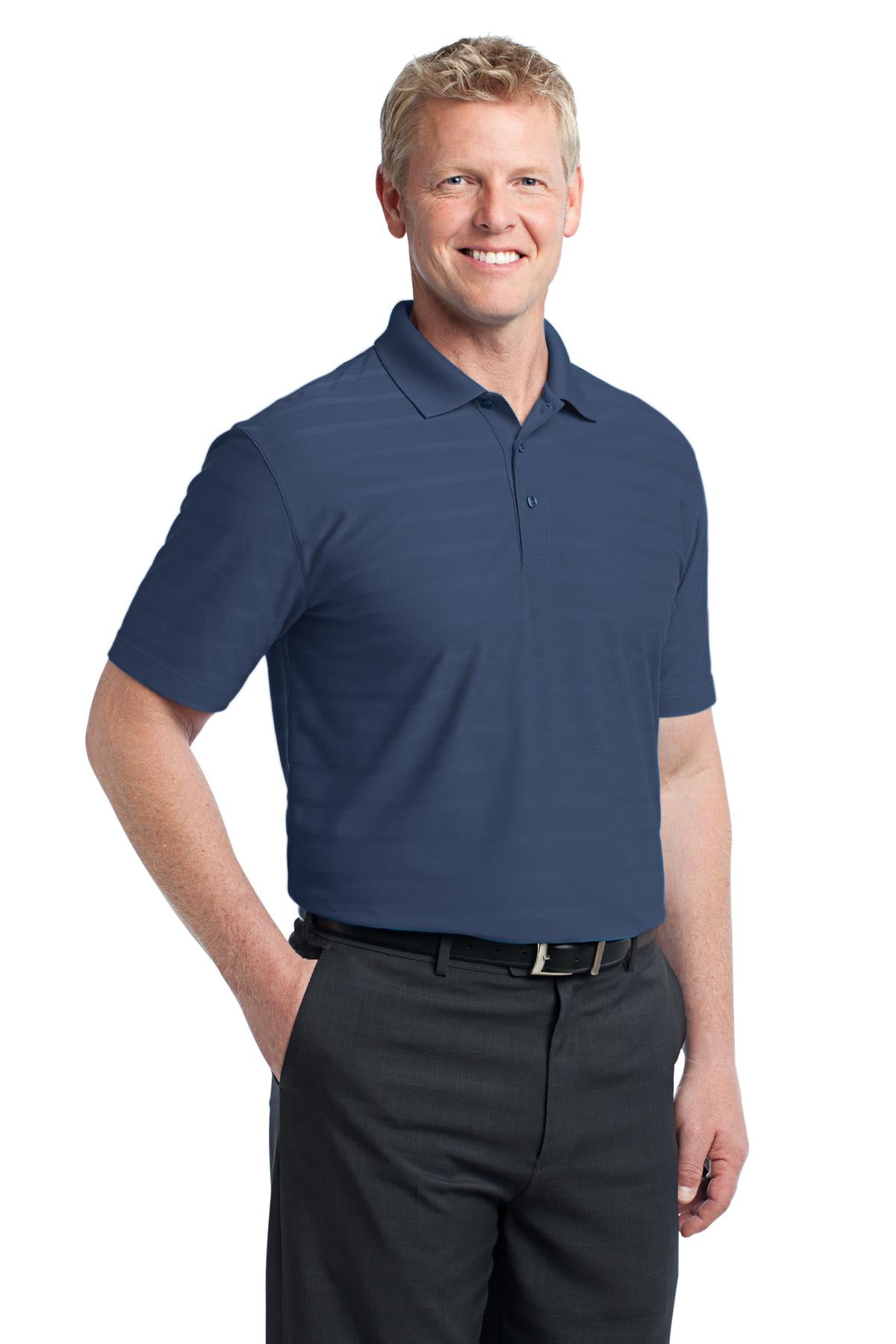 DISCONTINUED Port Authority Horizontal Texture Polo. K514 - Regatta Blue - three_q