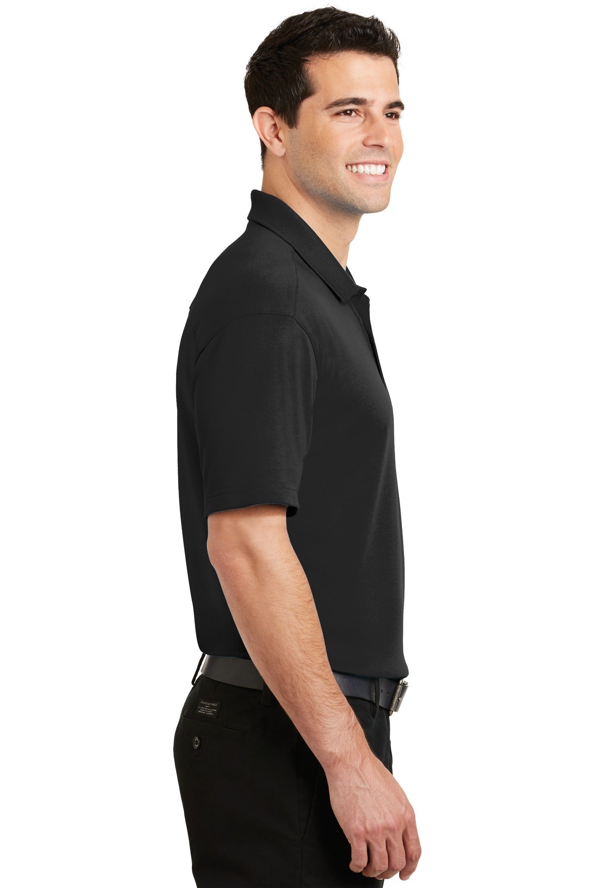 DISCONTINUED Port Authority Silk Touch Interlock Performance Polo. K5200 - Black - side