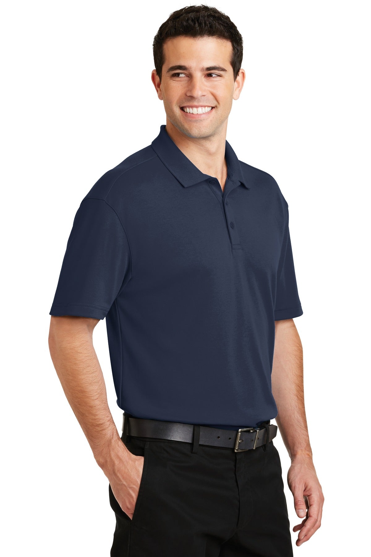 DISCONTINUED Port Authority Silk Touch Interlock Performance Polo. K5200 - Navy - three_q