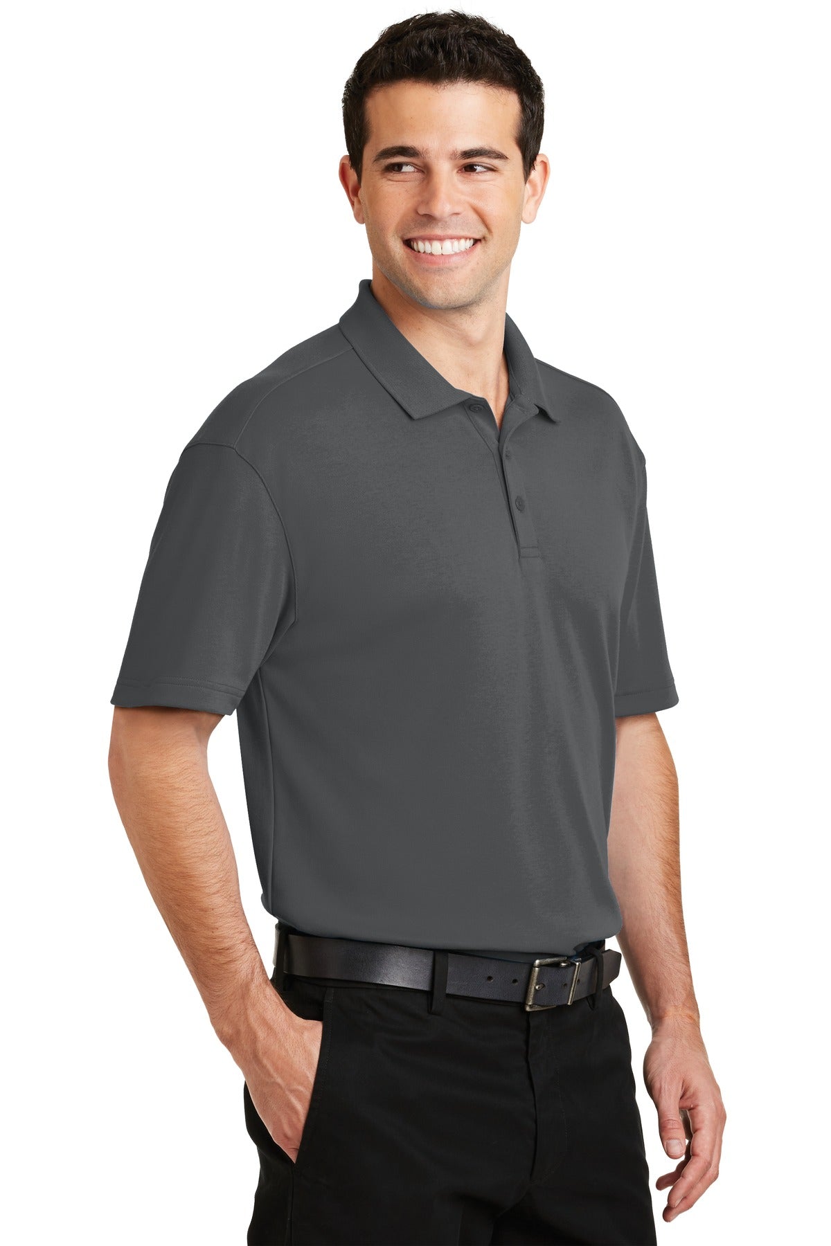 DISCONTINUED Port Authority Silk Touch Interlock Performance Polo. K5200 - Sterling Grey - three_q