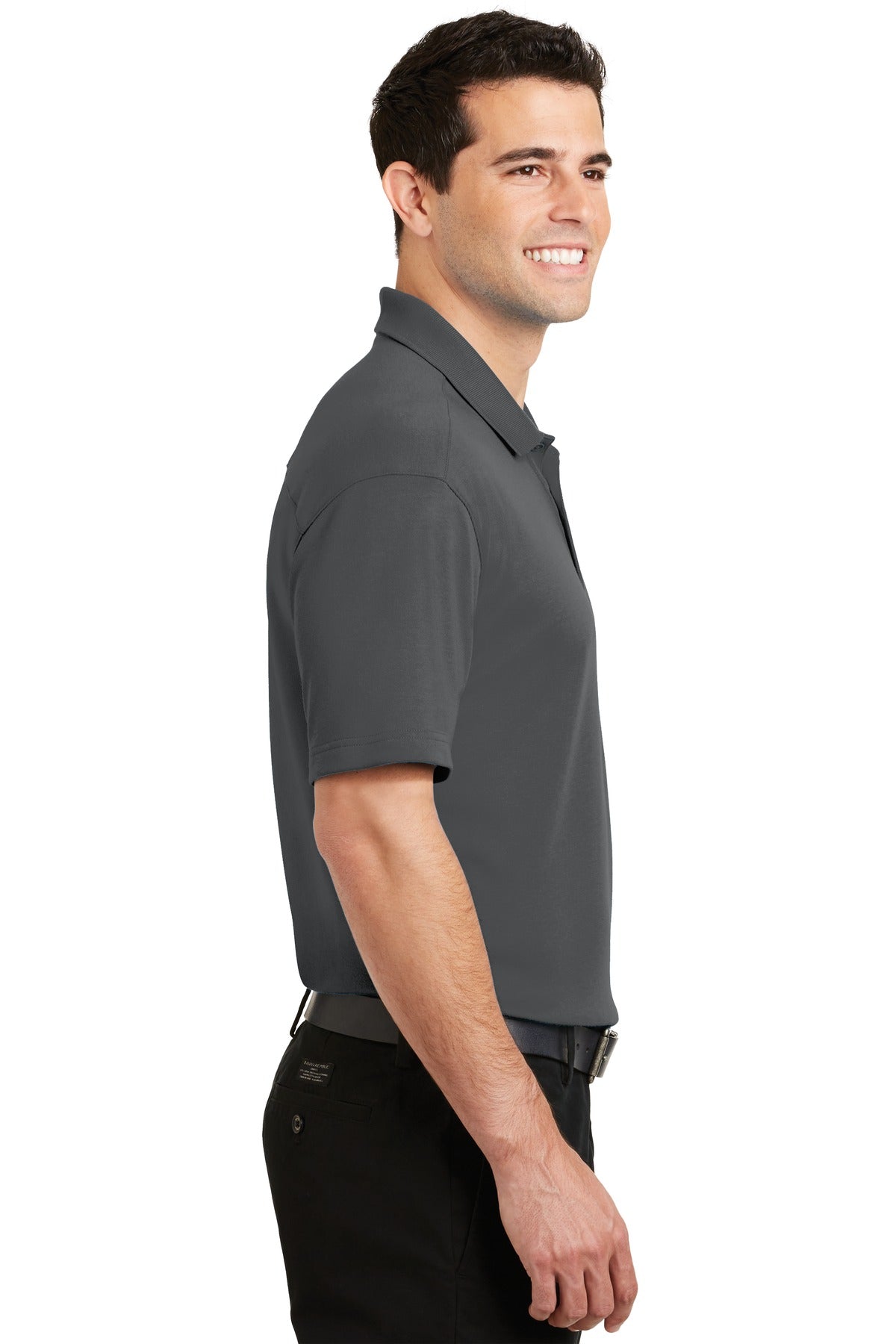 DISCONTINUED Port Authority Silk Touch Interlock Performance Polo. K5200 - Sterling Grey - side