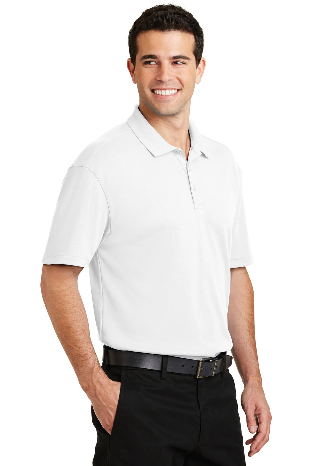 DISCONTINUED Port Authority Silk Touch Interlock Performance Polo. K5200 - White - three_q