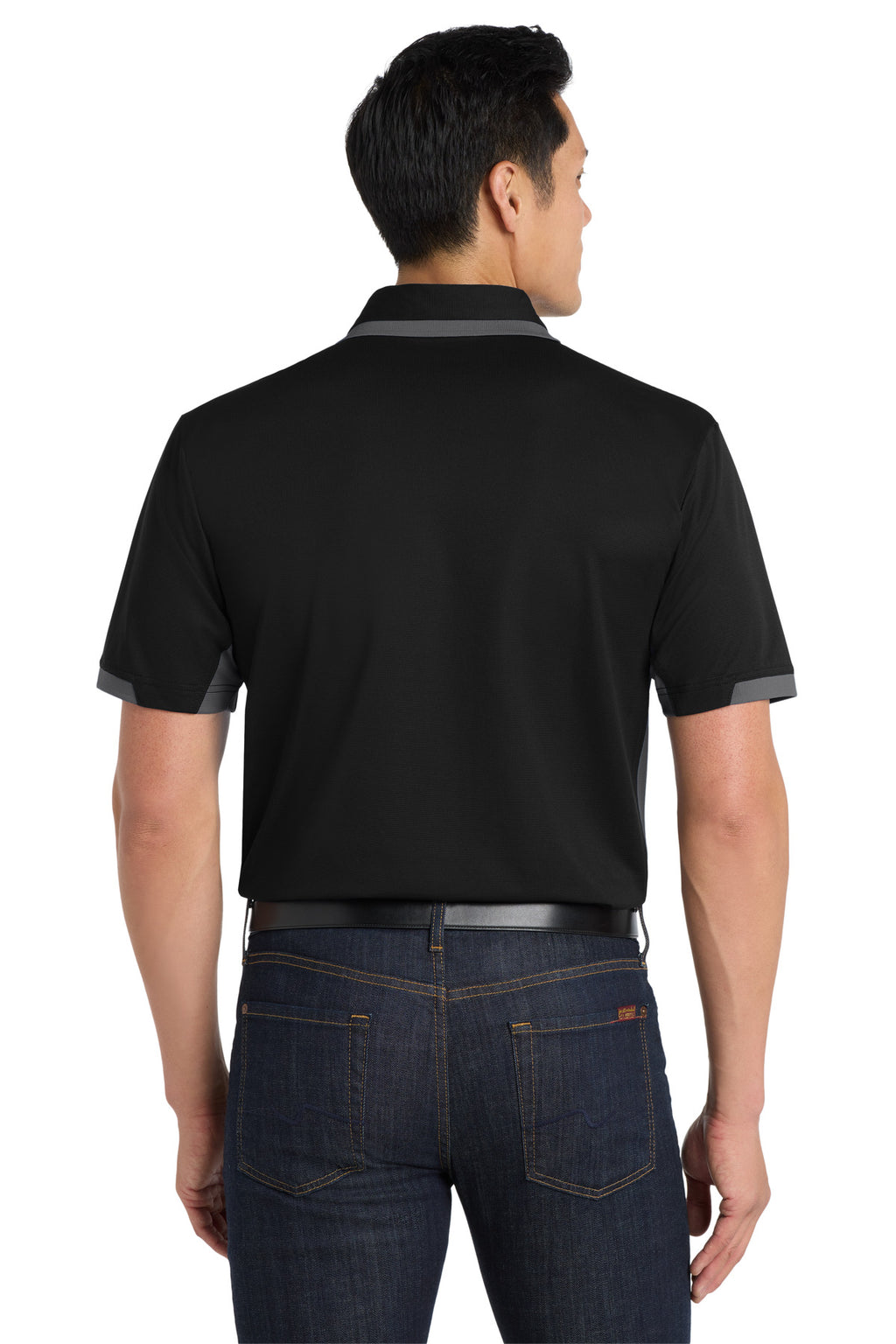 DISCONTINUED Port Authority Dry Zone Colorblock Ottoman Polo. K524 - Black/ Iron Grey - back