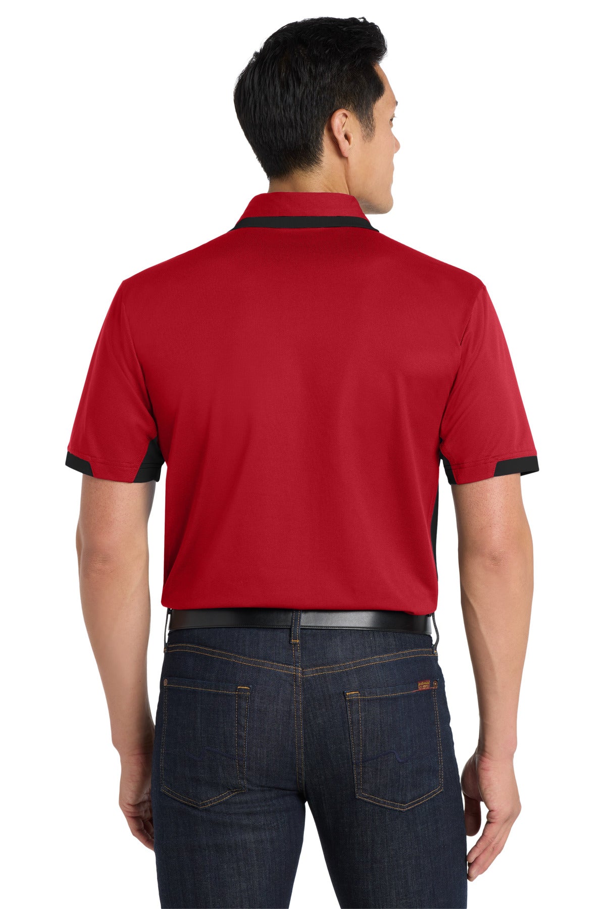 DISCONTINUED Port Authority Dry Zone Colorblock Ottoman Polo. K524 - Engine Red/ Black - back