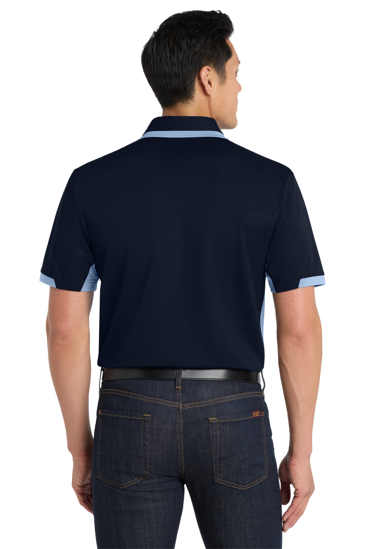 DISCONTINUED Port Authority Dry Zone Colorblock Ottoman Polo. K524 - Navy/ Blue Lake - back