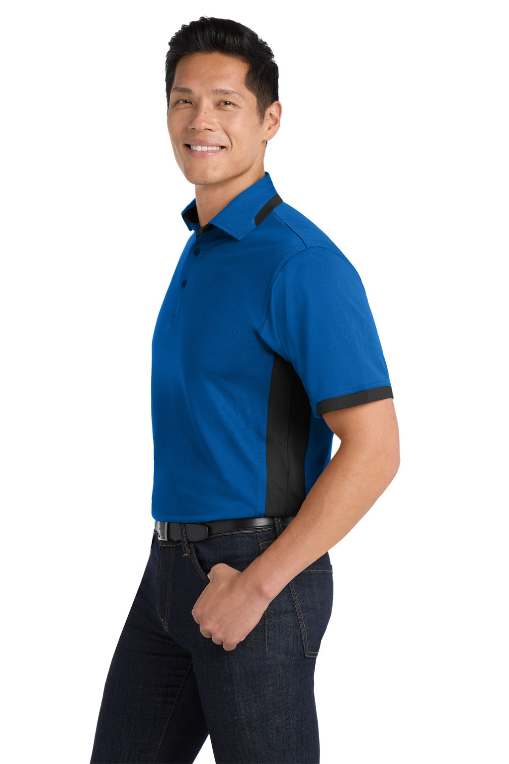 DISCONTINUED Port Authority Dry Zone Colorblock Ottoman Polo. K524 - Royal/ Black - side
