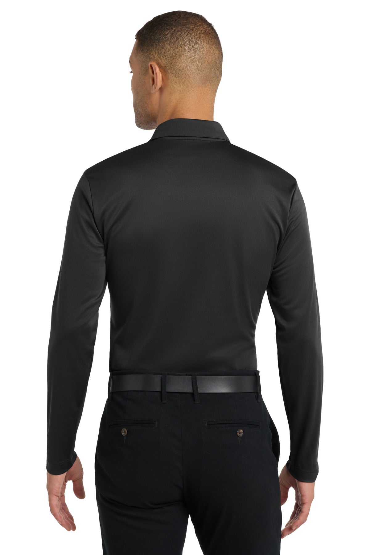 Port Authority Silk Touch Performance Long Sleeve Polo. K540LS - Black - back