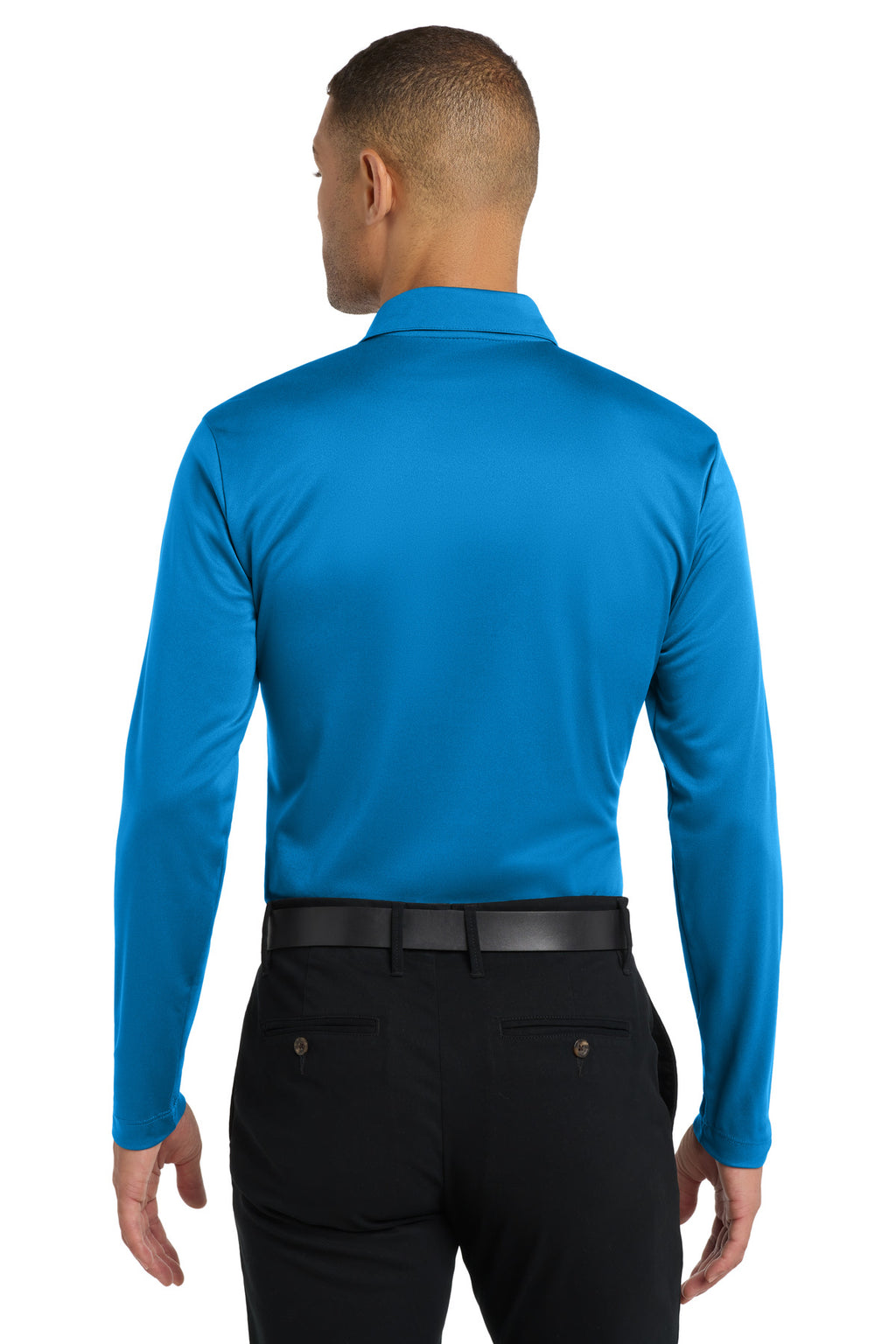 Port Authority Silk Touch Performance Long Sleeve Polo. K540LS - Brilliant Blue - back