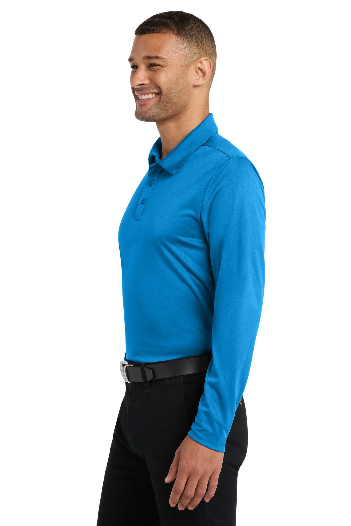 Port Authority Silk Touch Performance Long Sleeve Polo. K540LS - Brilliant Blue - side