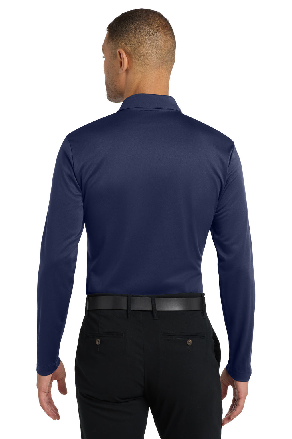 Port Authority Silk Touch Performance Long Sleeve Polo. K540LS - Navy - back